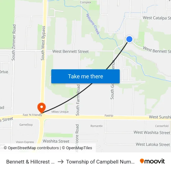 Bennett & Hillcrest (Ne) to Township of Campbell Number 2B map