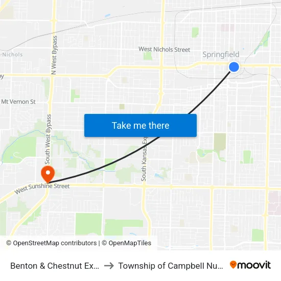 Benton & Chestnut Expy (Se) to Township of Campbell Number 2B map