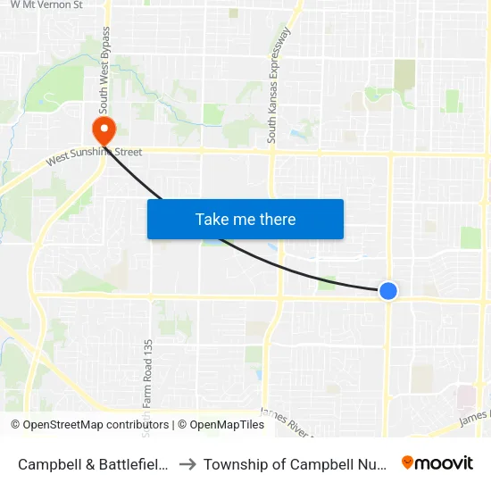 Campbell & Battlefield (Nw) to Township of Campbell Number 2B map