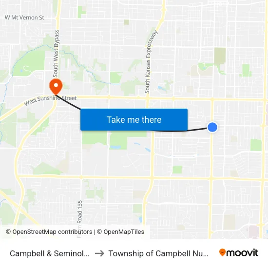 Campbell & Seminole (Se) to Township of Campbell Number 2B map