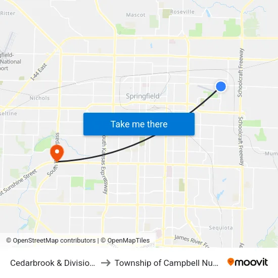 Cedarbrook & Division (Sw) to Township of Campbell Number 2B map