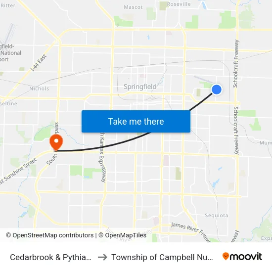 Cedarbrook & Pythian (Sw) to Township of Campbell Number 2B map
