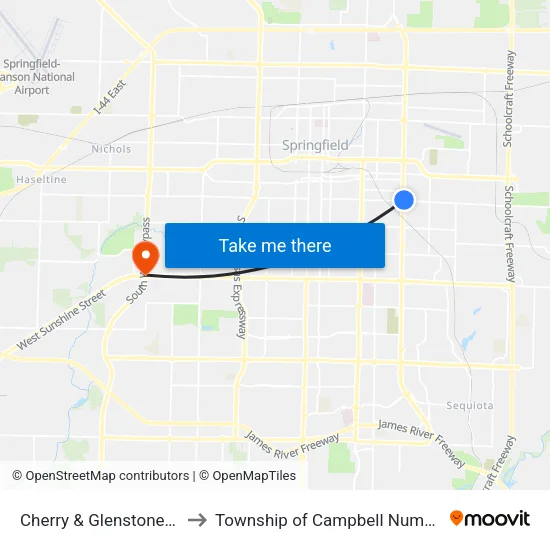 Cherry & Glenstone (Ne) to Township of Campbell Number 2B map