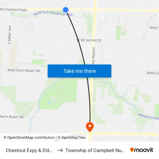 Chestnut Expy & Eldon (Se) to Township of Campbell Number 2B map