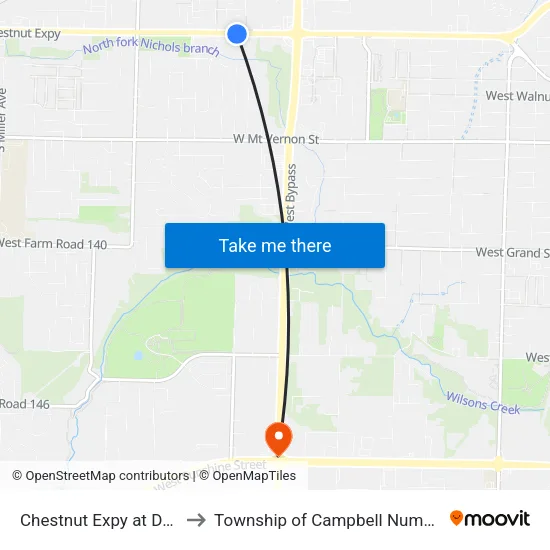 Chestnut Expy at Dexter to Township of Campbell Number 2B map