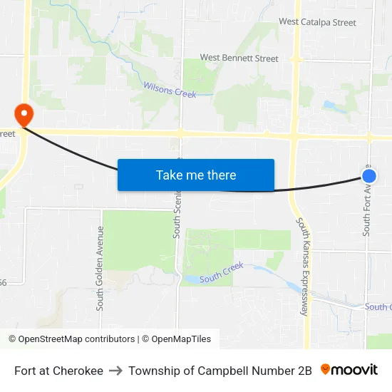 Fort at Cherokee to Township of Campbell Number 2B map