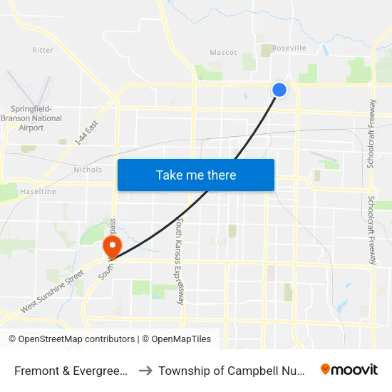 Fremont & Evergreen (Sw) to Township of Campbell Number 2B map