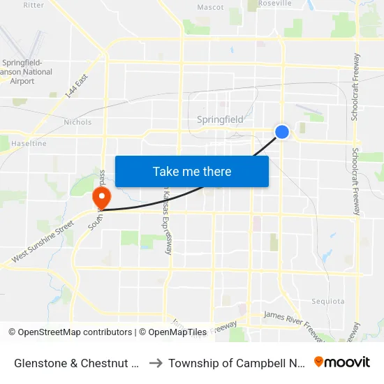 Glenstone & Chestnut Expy (Se) to Township of Campbell Number 2B map