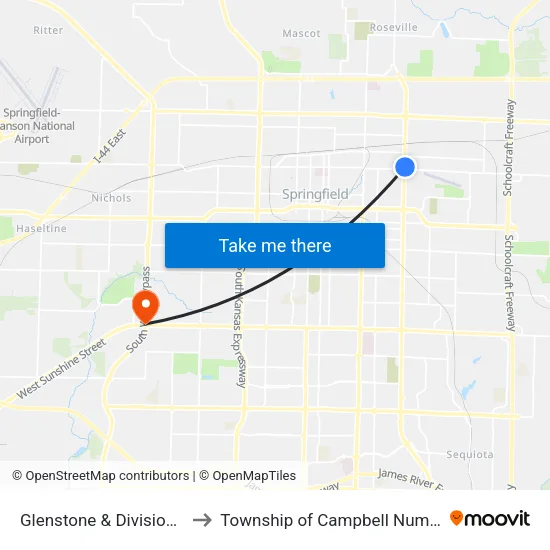 Glenstone & Division (Ne) to Township of Campbell Number 2B map