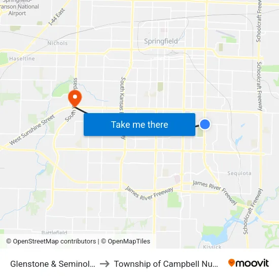 Glenstone & Seminole (Se) to Township of Campbell Number 2B map