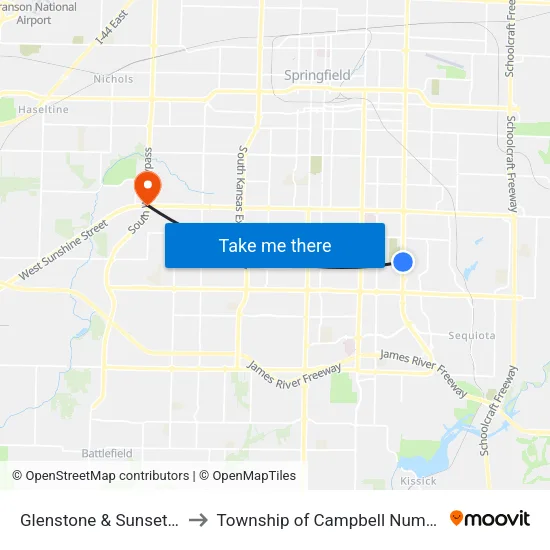 Glenstone & Sunset (Ne) to Township of Campbell Number 2B map