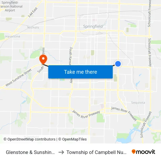 Glenstone & Sunshine (Nw) to Township of Campbell Number 2B map