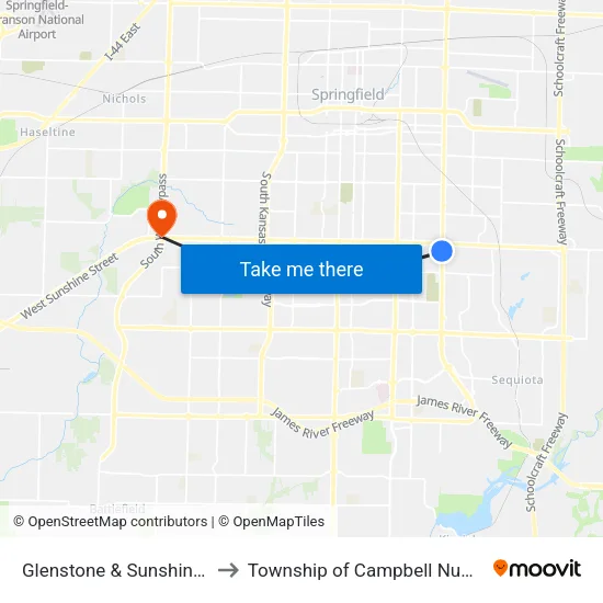 Glenstone & Sunshine (Sw) to Township of Campbell Number 2B map
