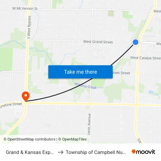 Grand & Kansas Expy (Nw) to Township of Campbell Number 2B map