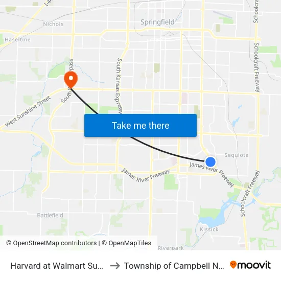 Harvard at Walmart Supercenter to Township of Campbell Number 2B map