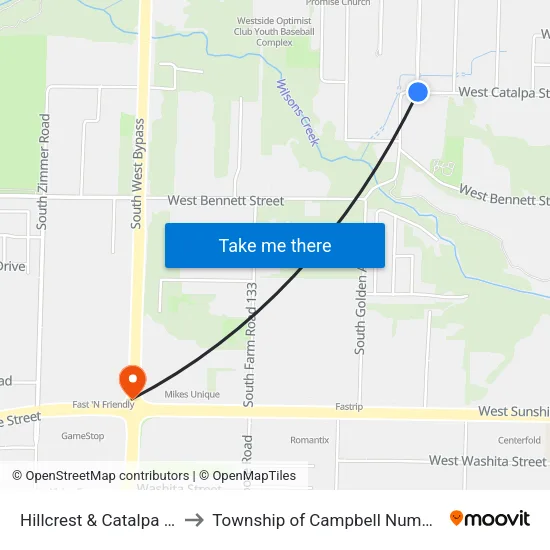 Hillcrest & Catalpa (Ne) to Township of Campbell Number 2B map