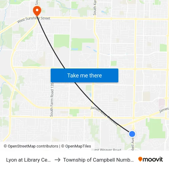 Lyon at Library Center to Township of Campbell Number 2B map