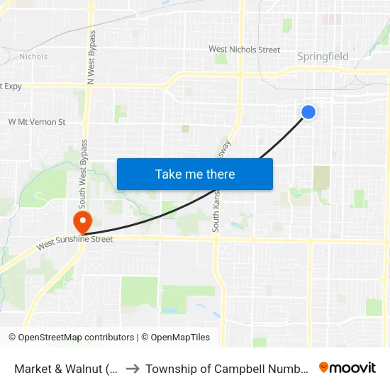 Market & Walnut (Sw) to Township of Campbell Number 2B map