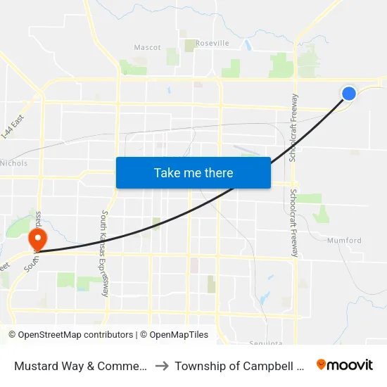 Mustard Way & Commerce Dr (Se) to Township of Campbell Number 2B map
