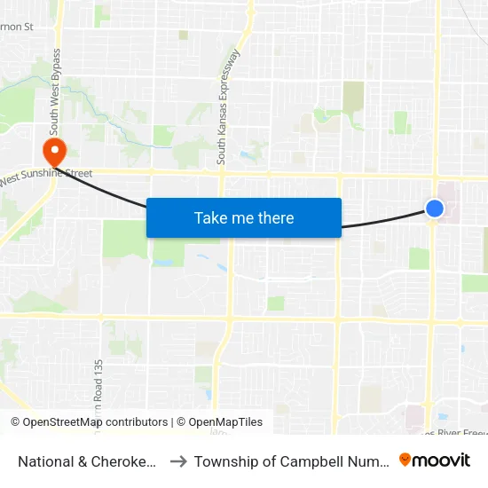 National & Cherokee (Se) to Township of Campbell Number 2B map