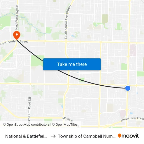 National & Battlefield (Se) to Township of Campbell Number 2B map
