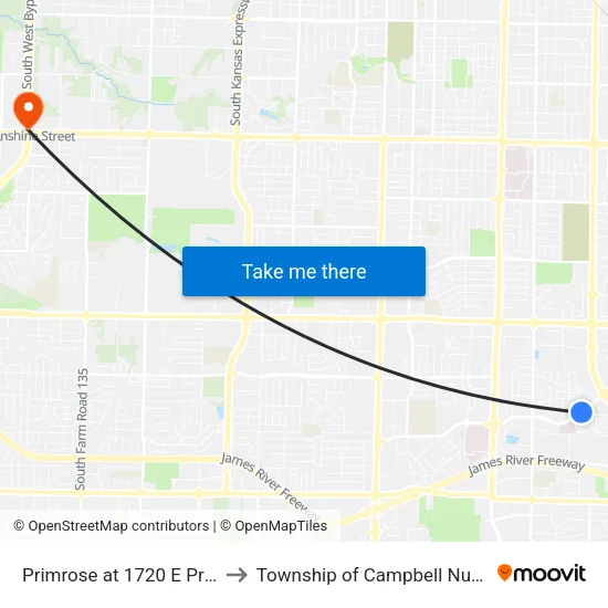 Primrose at 1720 E Primrose to Township of Campbell Number 2B map