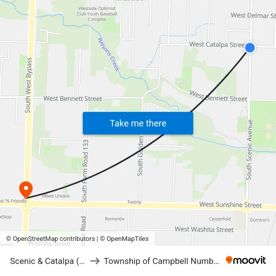 Scenic & Catalpa (Sw) to Township of Campbell Number 2B map