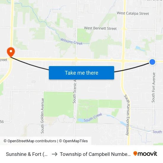 Sunshine & Fort (Sw) to Township of Campbell Number 2B map