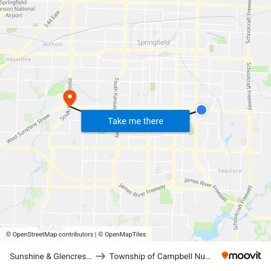 Sunshine & Glencrest (Se) to Township of Campbell Number 2B map