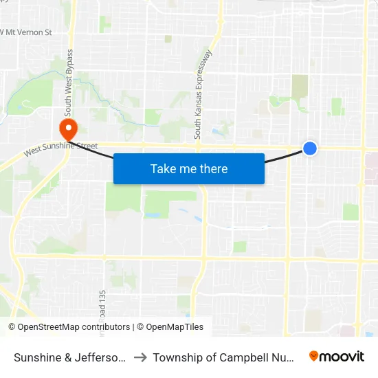 Sunshine & Jefferson (Se) to Township of Campbell Number 2B map