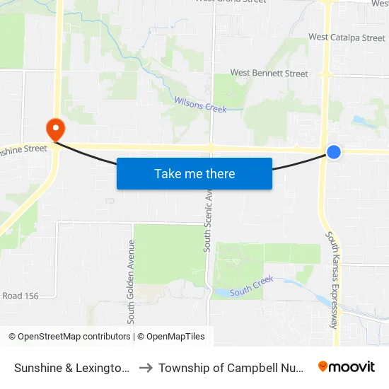 Sunshine & Kansas Expy (Sw) to Township of Campbell Number 2B map