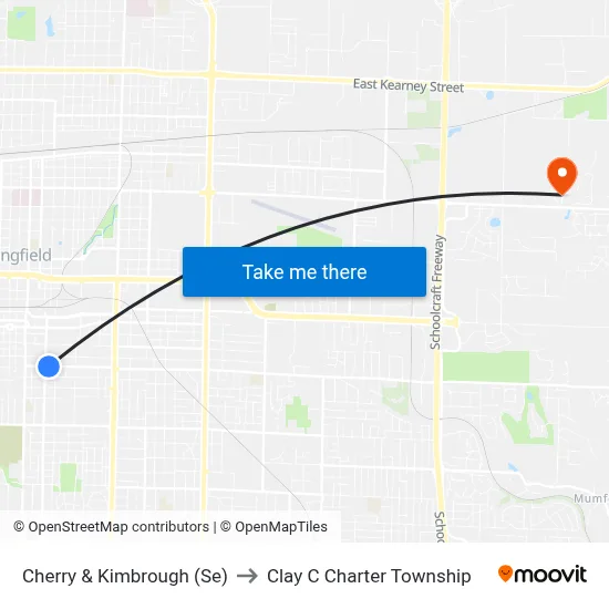Cherry & Kimbrough (Se) to Clay C Charter Township map