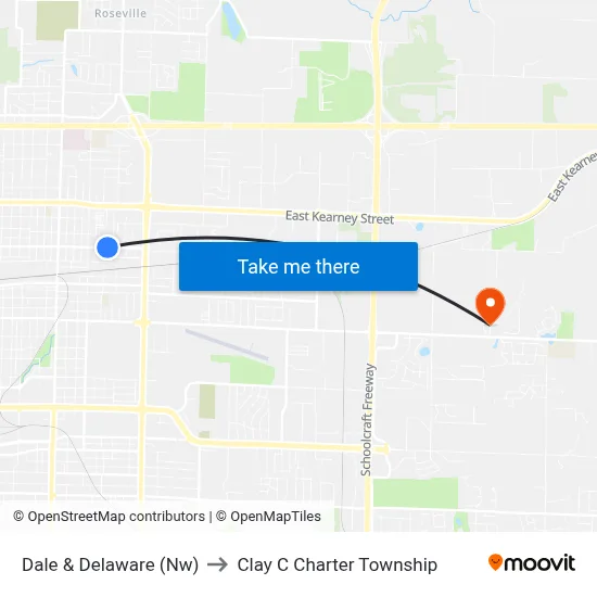 Dale & Delaware (Nw) to Clay C Charter Township map