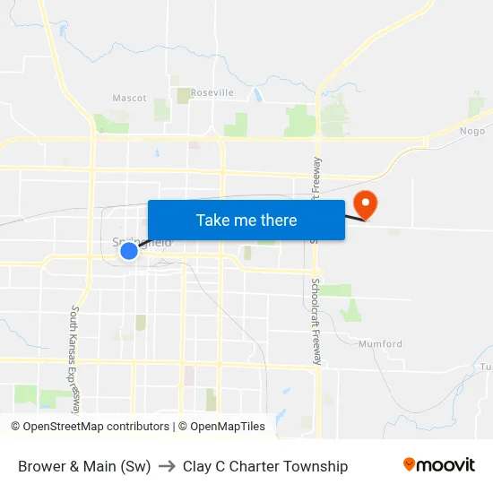 Brower & Main (Sw) to Clay C Charter Township map