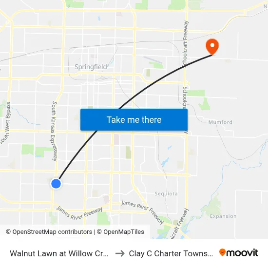 Walnut Lawn at Willow Creek to Clay C Charter Township map