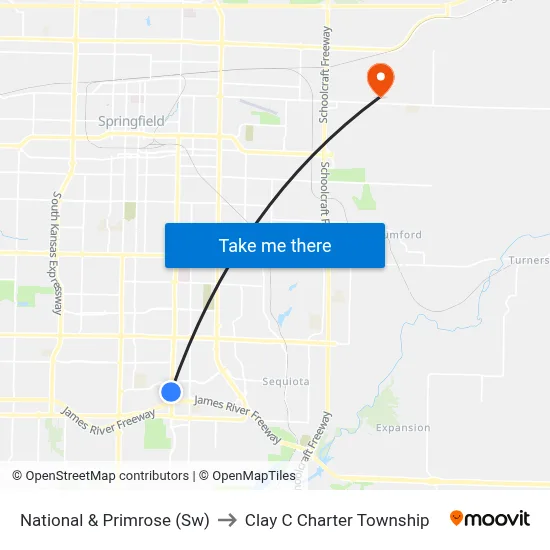 National & Primrose (Sw) to Clay C Charter Township map