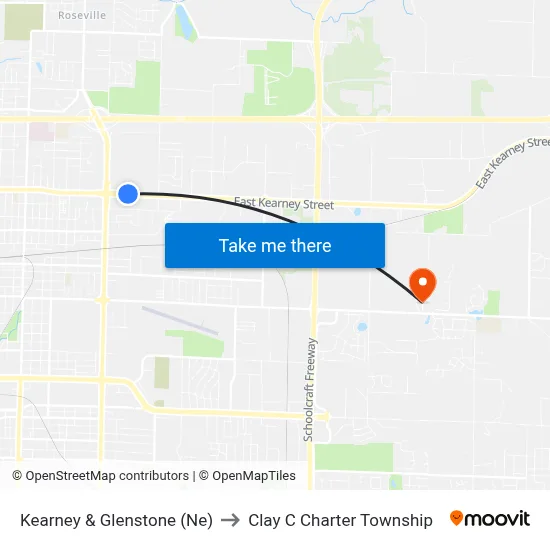 Kearney & Glenstone (Ne) to Clay C Charter Township map