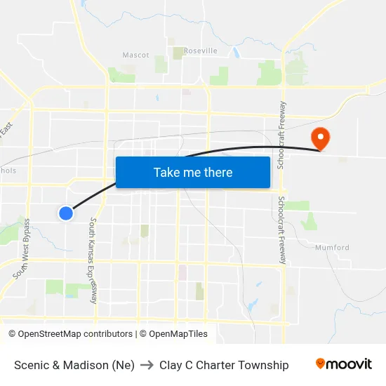 Scenic & Madison (Ne) to Clay C Charter Township map