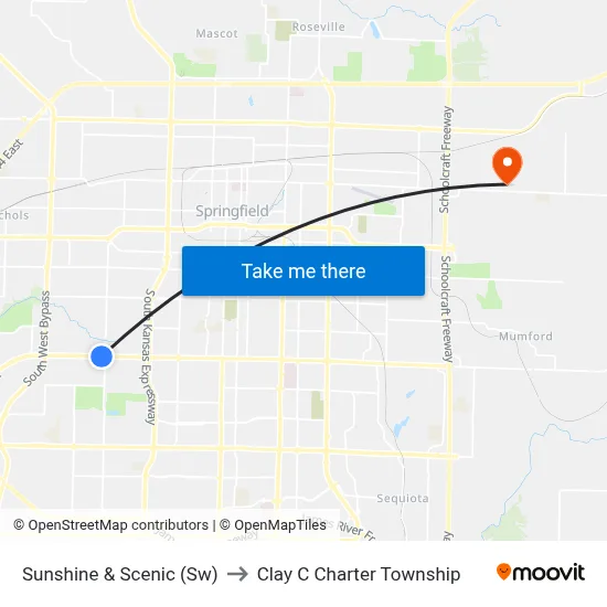 Sunshine & Scenic (Sw) to Clay C Charter Township map