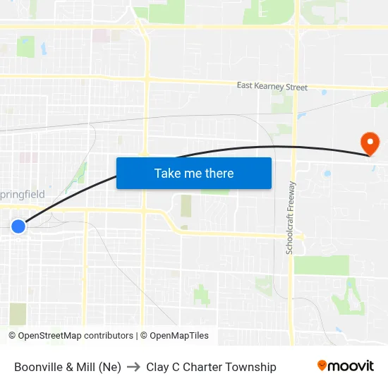 Boonville & Mill (Ne) to Clay C Charter Township map