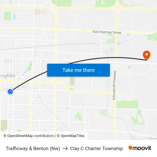 Trafficway & Benton (Nw) to Clay C Charter Township map