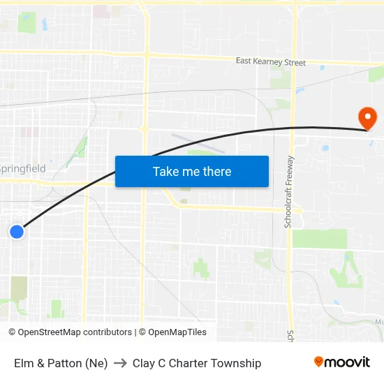 Elm & Patton (Ne) to Clay C Charter Township map