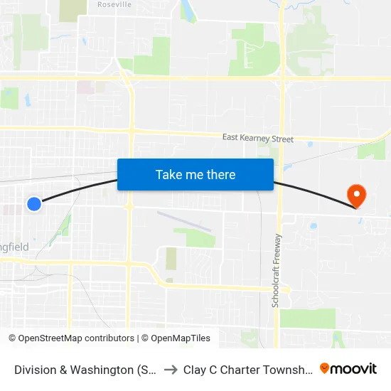 Division & Washington (Se) to Clay C Charter Township map