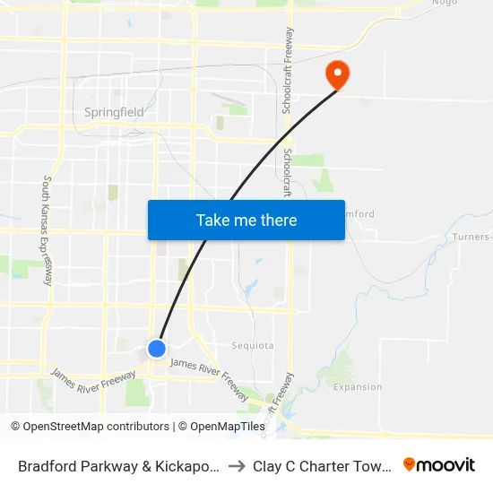 Bradford Parkway & Kickapoo (Sw) to Clay C Charter Township map