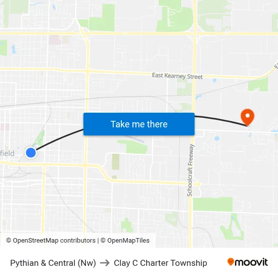 Pythian & Central (Nw) to Clay C Charter Township map