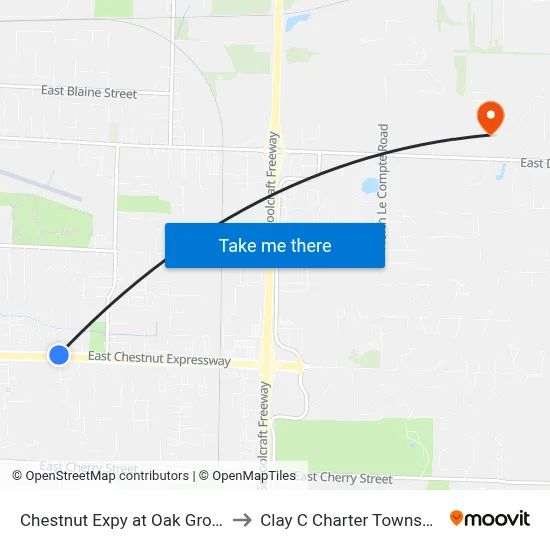 Chestnut Expy at Oak Grove to Clay C Charter Township map