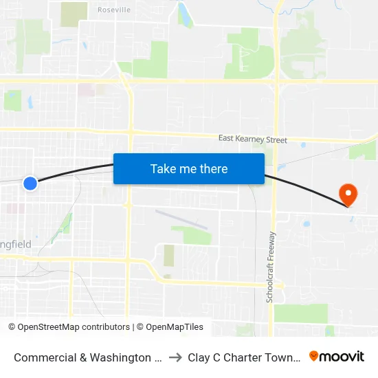 Commercial & Washington (Sw) to Clay C Charter Township map