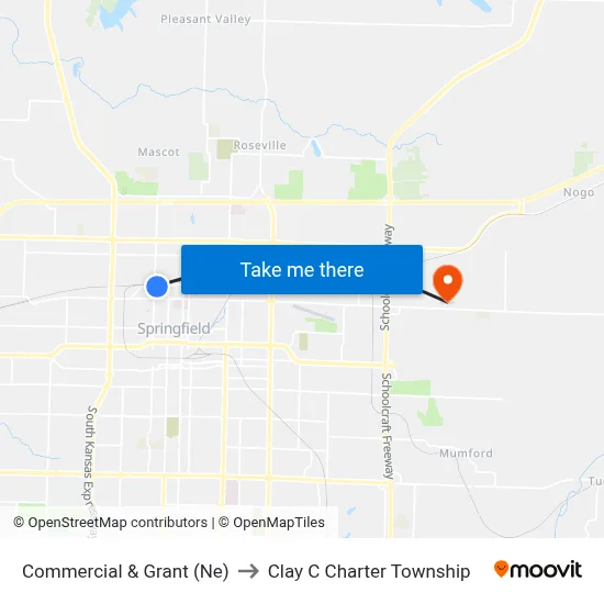 Commercial & Grant (Ne) to Clay C Charter Township map