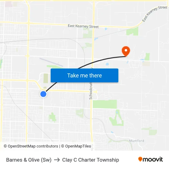Barnes & Olive (Sw) to Clay C Charter Township map