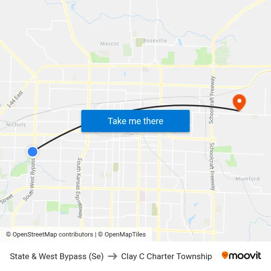 State & West Bypass (Se) to Clay C Charter Township map